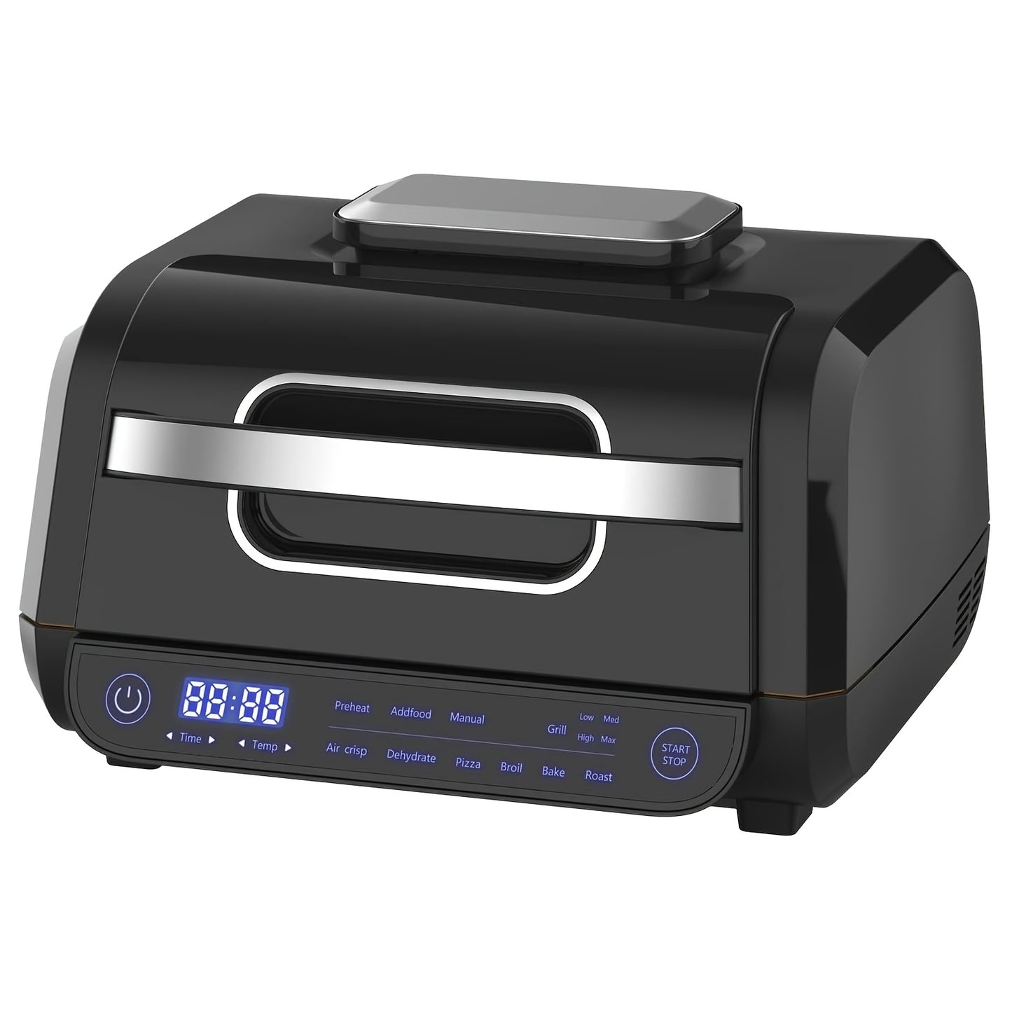 Fritadeira Elétrica 8 em 1 com Grelha e Ar Quente, Capacidade de 6L, Controlo por Toque, Temporizador de 120 Minutos, 1700W, Preta