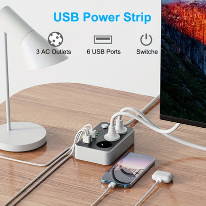 The New Multifunctional Power Board/socket For 2024, With One Power Board Equipped With (3AC+6USB-A), One Main Switch, And A 1.5 Meter Long Power Extension Wire, Is Designed For Various Usage Scenarios Such As Home, Office, K