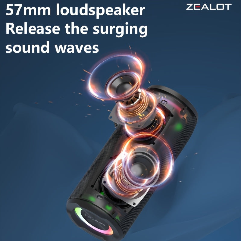 ZEALOT S51 Pro Wireless Speakers, Outdoor Portable Subwoofer Speaker, Wireless Speaker, Dual Pairing, 24 Hours Playtime Loud Stereo, Booming Bass, Charging Cable And Aux Cable, Connect with Mobile Phone/Tablet/TV, for Home, C