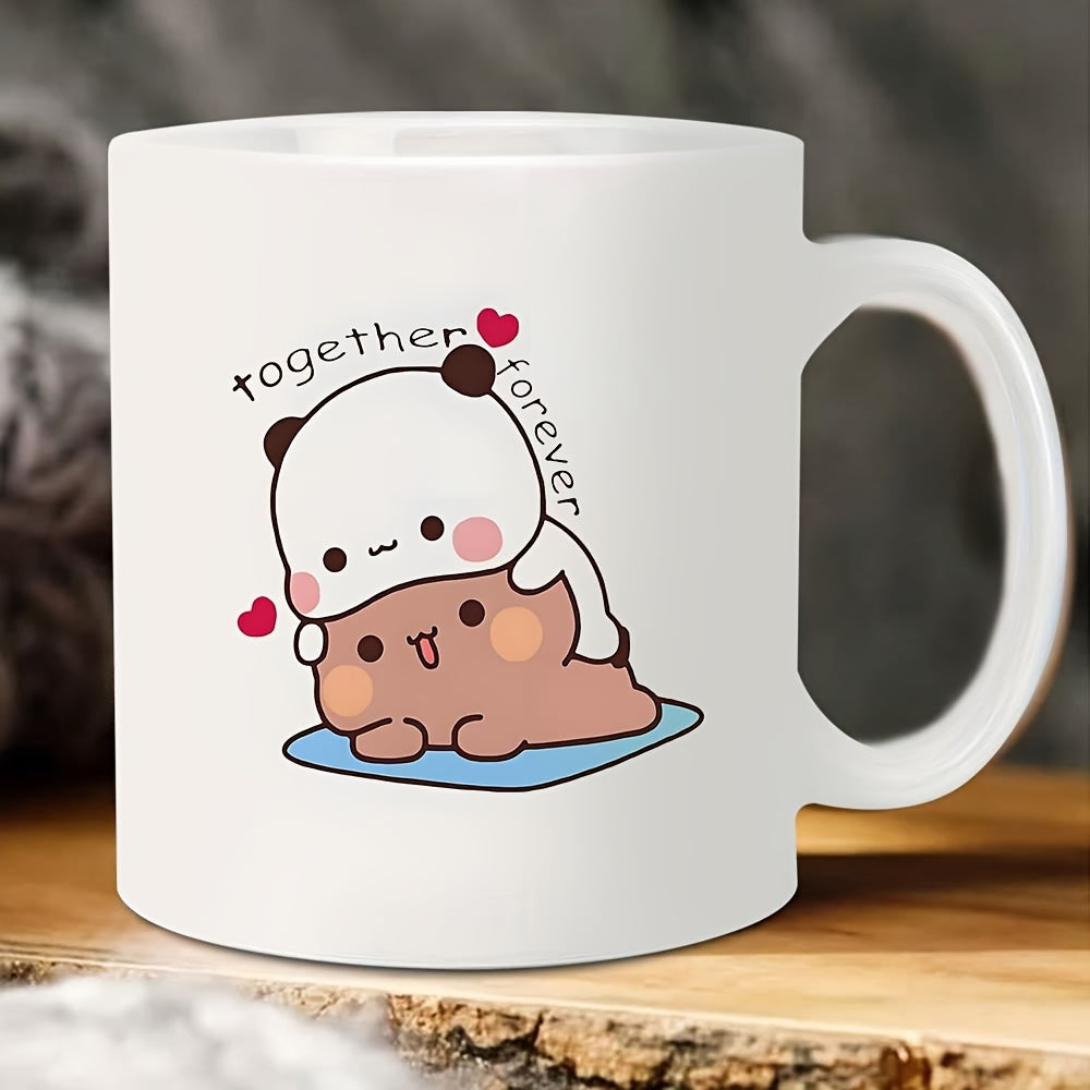 Adorable Couple Ceramic Coffee Mug Set: Perfect for Valentine's Day or Any Special Occasion - 325ml