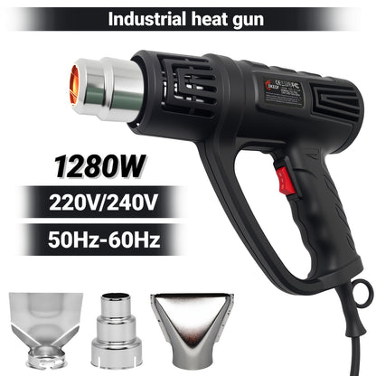 DKEOF 1280W Heavy Duty Heat Gun Kit with Dual-Temperature Settings (302°F/1202°F), Overheat Protection, Fast Heating, Ergonomic Handle & Durable Construction - for Shrinking PVC, Welding