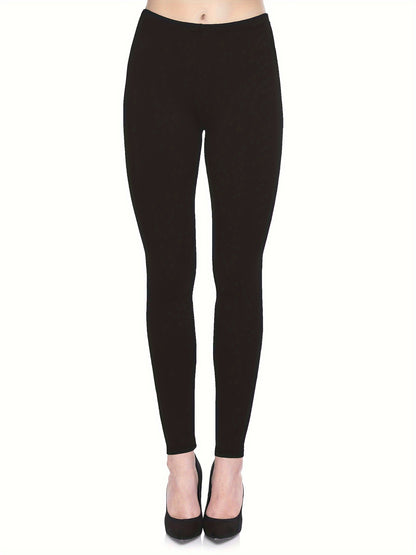 3-Pack High-Elasticity Slim-Fit 9/10 Length Pants - Solid Color Tight Waist All-Season Trousers, Machine Washable & Dry Cleanable, Casual to Dressy Wear (Compatible with Skirts/Blouses) - Bulk Pack for Cost Savings & Easy War