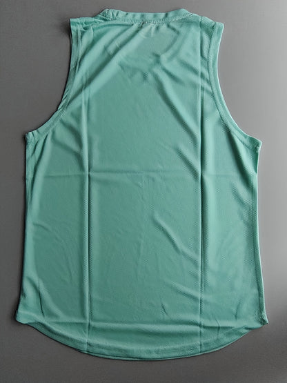 Letter Print Comfy Breathable Tank Top, Men's Casual Stretch Sleeveless T-shirt For Summer Gym Workout Training Basketball