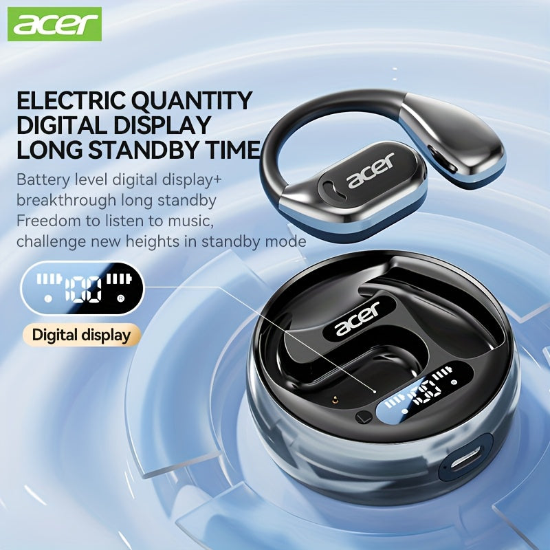 Auscultadores sem fios Acer OHR510 Pure Bass Sound - Novo modelo com design supra-auricular, bateria de longa duração e som de alta qualidade para desporto.