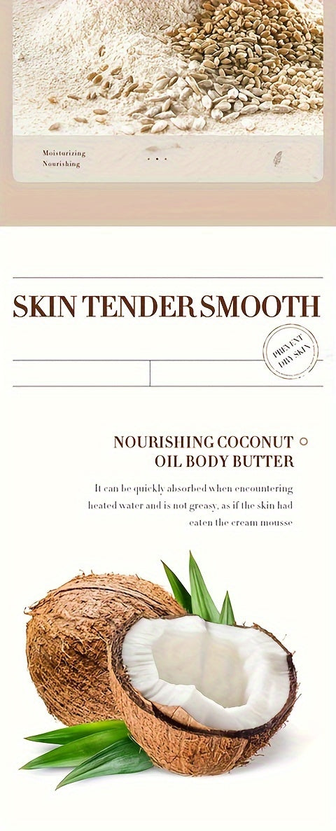 200g Coconut Moisturizing Body Cream, Body Butter With Vitamin E, Long Lasting Fragrance, Soothing Nourishing Rejuvenating Skin, Suitable For Various Skin Types With Plant Squalane