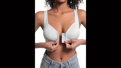 5pcs Set, Front Closure Vertical Stripe Push-Up Wireless Bra, Seamless Bra, Strapless Bras for Women Full Support, White Sports Bras for Women, Bras for Women Front Closure, Sports Bras for Women Quick Dry, Activewear Essenti