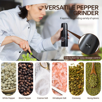 1pc/2pcs Option, Rechargeable Electric Salt And Pepper Grinder, Automatic Salt And Pepper Grinder with LED Light, Adjustable Coarseness, Large Capacity, Suitable for Home Kitchen Barbecue, Restaurant, Outdoor, Wedding Gift