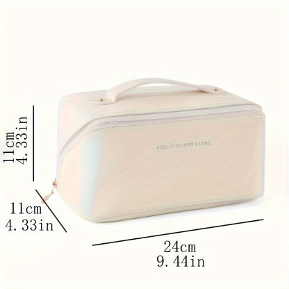 PU Makeup Bag With Large Capacity, Multi Functional Travel Storage Bag, Beauty Tools Makeup Box, Waterproof Women's Wash Bag Cosmetic Bag