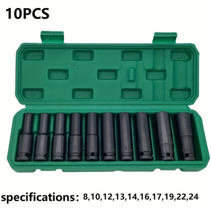 1/2" Electric Wrench and Socket Set - Heavy-Duty Pneumatic Wind Gun with Hexagonal Long Head for Efficient Auto Repair, Maintenance, and DIY Projects - Durable Hardware Tools for Professionals and Homeowners
