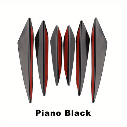 6pcs Racing carbon fiber pattern spoiler kit, car bumper collision protection paint rubber decoration