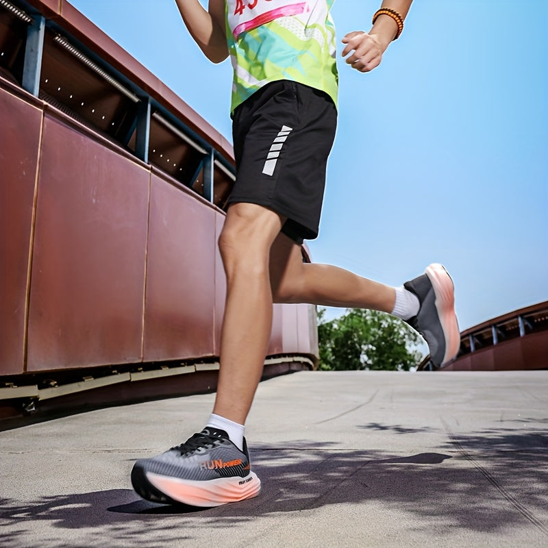 Men's Lightweight Breathable Running Shoes - Stability Low-Top Design with Durable Rubber Sole for Road, Trail & Gym Training - All-Season Comfort, Extended Sizes, Unisex-Friendly (Black/Orange), Fitness Footwear, Sleek Sport