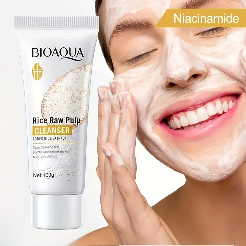 100g Rice Raw Pulp Cleansing Gel, Deep Clean Beautiful Face Wash Care for Delicate Skin for Men And Women Daily Care