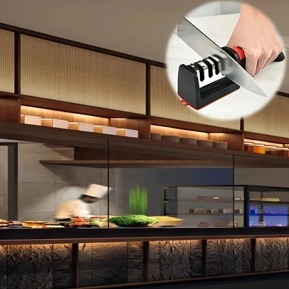 4-Stage Professional Knife Sharpener with High-Precision Whetstone, Tungsten Diamond & Ceramic Sharpening Stone - Non-Slip Grip, Fast & Long-Lasting Performance, Ergonomic Design, Durable Construction, Sharpening Stone, Home