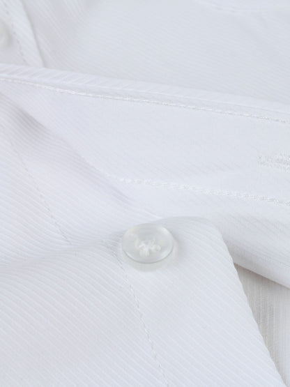 Men's Classic White Long Sleeve Dress Shirt - Business Casual, Non-Iron Polyester, Machine Washable