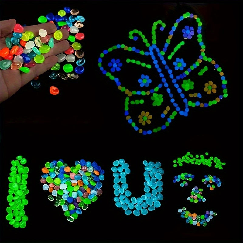 100pcs/500pcs Outdoor Luminous Miniature Pebbles, Garden Potted Mini Garden Accessories, Garden Decoration, Garden Supplies, Wedding Party Decoration, Festival Supplies, Garden Aquarium Dark Glow-in-the Dark Luminous Stone! (