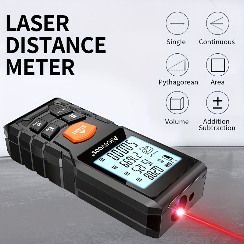 AICEVOOS High Precision Digital Laser Distance Meter, 50-120m Range, Battery-Powered, Rubber Casing, Electronic Measuring Tape for Industrial Measurement, Measurement Tool|Digital Distance Meter|Rubber Casing Tape
