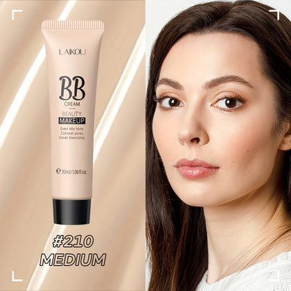 LAIKOU Waterproof BB Cream Full Coverage Concealer, Natural/Ivory/Tan 30ml, Long Lasting Foundation Make Up, Oil Control, Even Skin Tone, Hide Pores