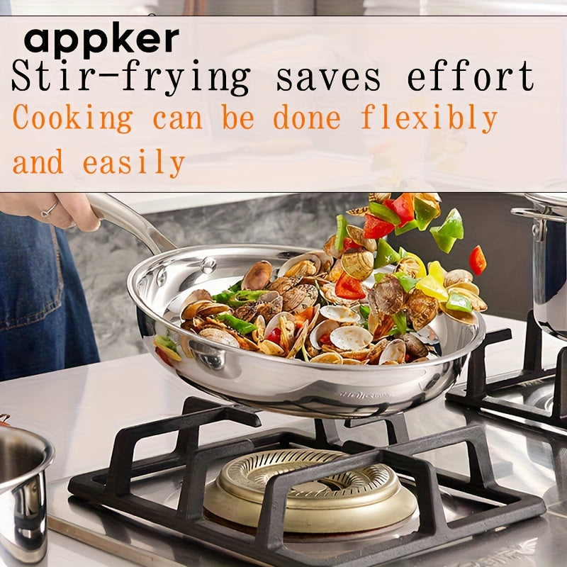 appker 3pcs Tri-Ply Clad Stainless Steel Cookware Set, Pots And Pans Kitchen Set with Tempered Glass Lids, Induction-Ready, Dishwasher-Safe, Silvery