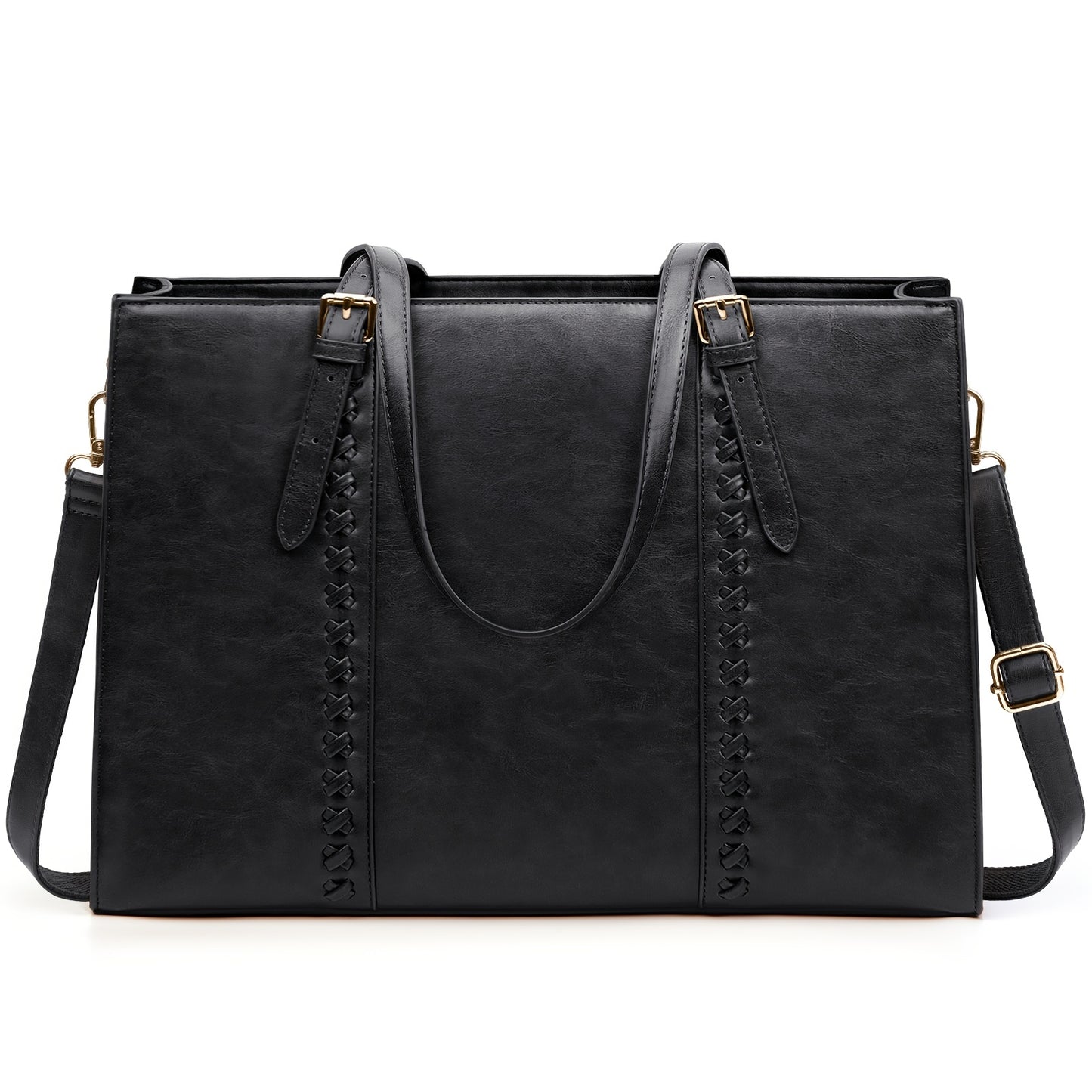 NUBILY Laptop Bag for Women 39.62 cm PU Leather Computer Work Bags Large Laptop Tote Bag Professional Business Office Briefcase Women Lightweight Shoulder Handbags, Brown