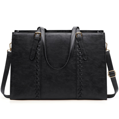 NUBILY Laptop Bag for Women 39.62 cm PU Leather Computer Work Bags Large Laptop Tote Bag Professional Business Office Briefcase Women Lightweight Shoulder Handbags, Brown