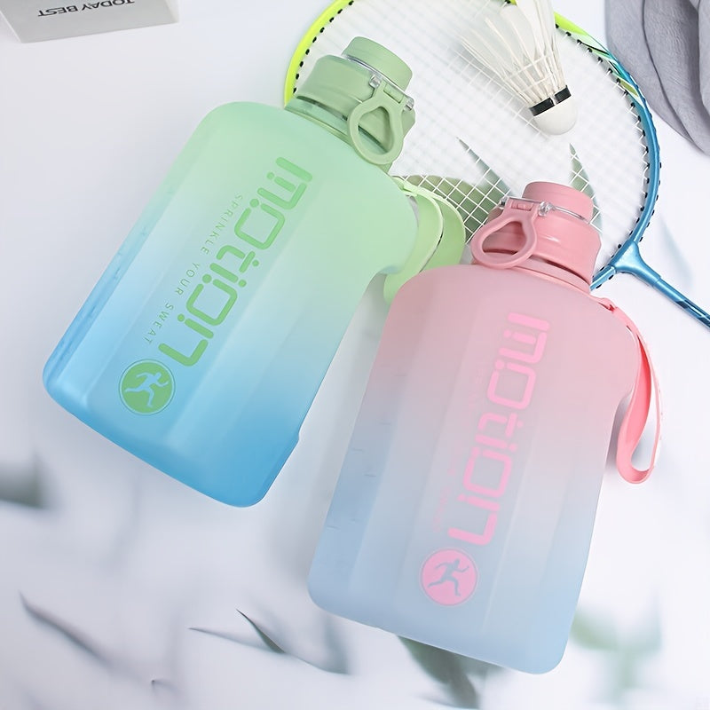 1pc, Water Bottle, Sports Water Bottle With Handle, Plastic Water Bottle, Gradient Color Large Capacity Water Bottle, Frosted Fashion Water Bottle, Outdoor Sports Bottles, 2200ml/77.93oz