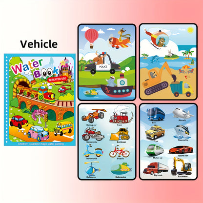 Watercolor Magic Book Toddler Reusable Painting Animal Cartoon Coloring Book Boys Girls Educational Learning Toys Gifts Christmas, Thanksgiving, New Year's Gifts Easter Gift