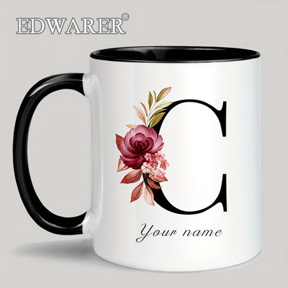 1pc A-Z Letter Custom Personalized Coffee Mug, Water Cup, Photo Text Ceramic Mug 11oz, Graduation Appreciation Thank You Holiday Birthday Gifts, Valentine's Day, Christmas, Birthday, Anniversary Mug Gift, Drinkware For Restau