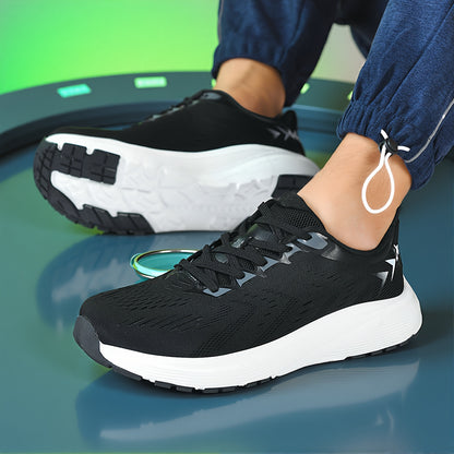 Men'S Wide Toe Box Running Shoes - Non-Slip MD Sole, Breathable Fabric Upper, All-Season Gym, Jogging, Walking Shoes - Lace-Up Athletic Sneakers for Big Feet & Wide Feet - Available in Multiple Colors (Dark Blue/Neon Yellow)