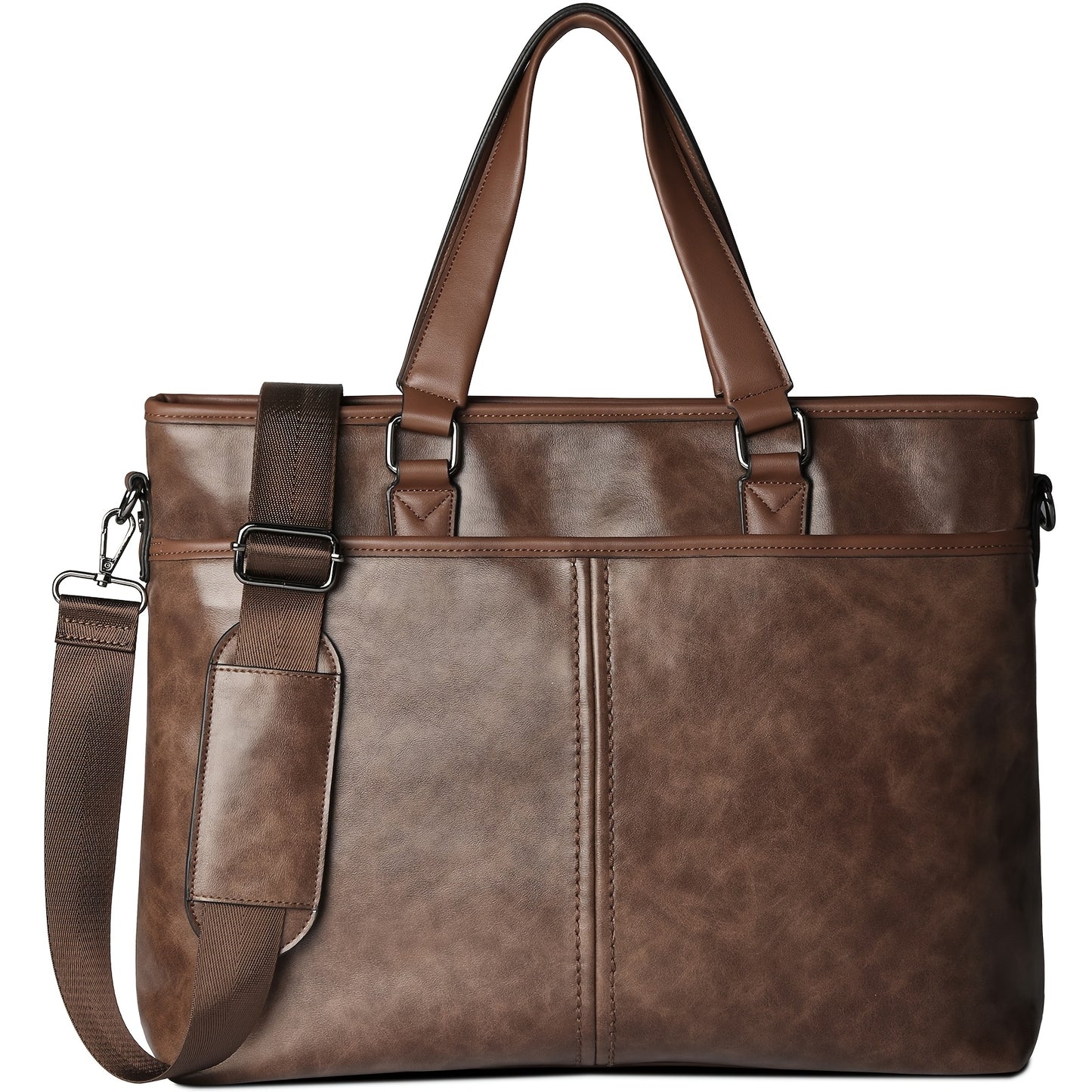 LUBARDY Men'S 15.6-Inch Laptop Briefcase - Lightweight Business Bag with Adjustable Shoulder Strap, Multiple Compartments & Zipper Closure, Coffee Brown for Office, Work, College, Laptop Storage, Professional Look, Durable Zi