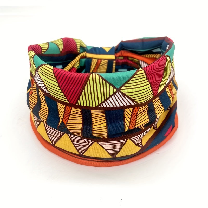 1pcs Stylish African Printed Boho Headband for Women - Stretchy Yoga Running Turban Hair Accessory