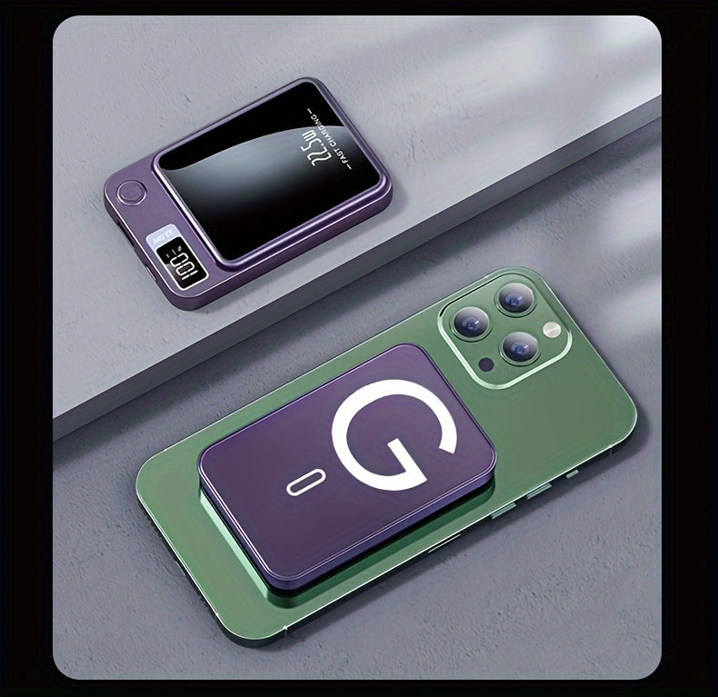 1pc KOILAGER 10000mAh Portable Power Bank with Ultrathin Magnetic Wireless Charging, 22.5W Super Fast Charge, PD20W Bi-directional Fast Charging, 15W Wireless Power, LED Display, Dual Power USB/Type-C for iPhone 16/15pro/14ma