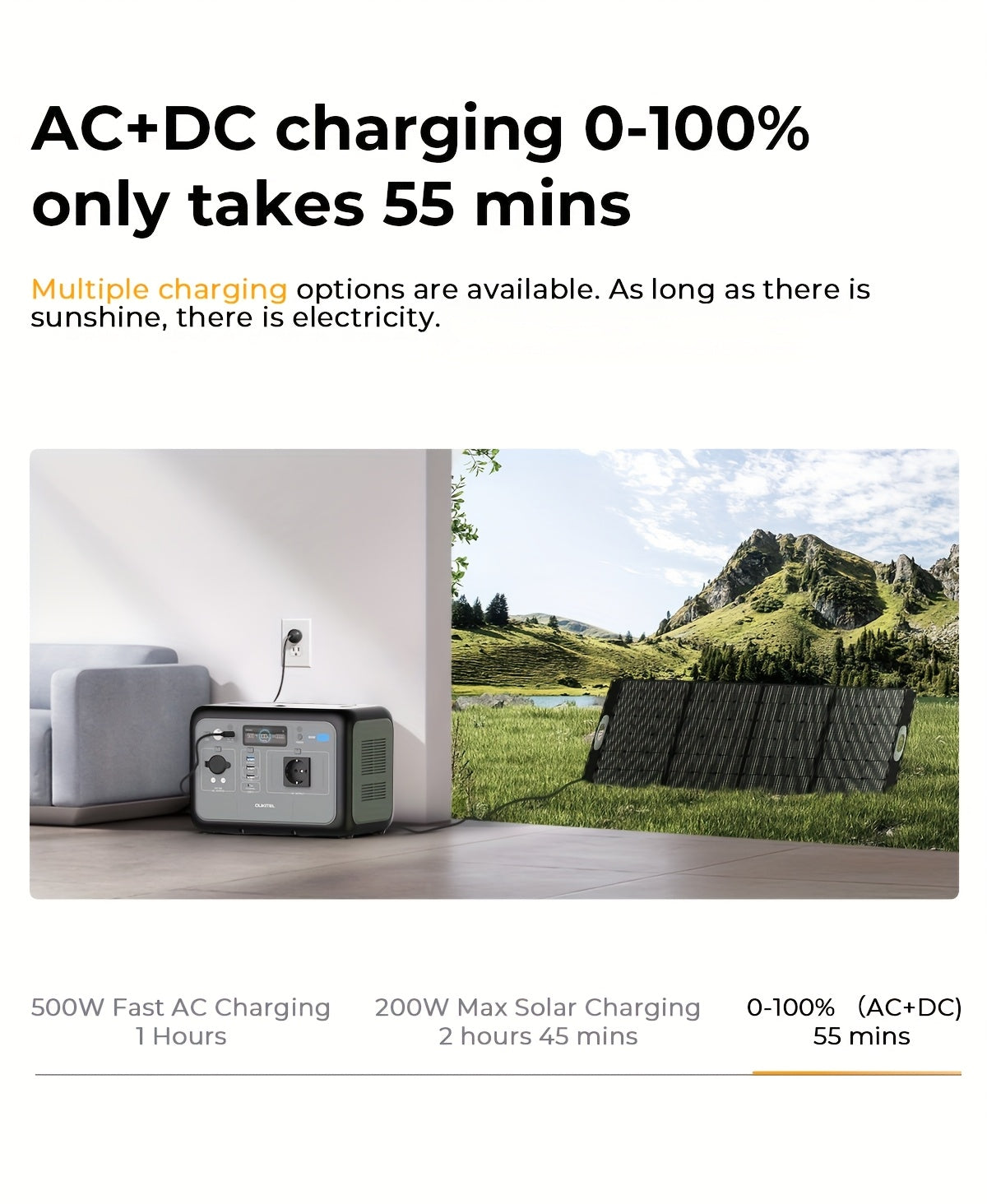 OUKITEL P800 Portable Power Station - 512Wh Solar Generator with 800W AC Output, 1600W Surge, 0.9H Fast Charge, LiFePO4 Battery, USB-C PD 100W, European Plug - For Camping, Rv, Emergency Power Supply, Outdoor, Traveling, Fish