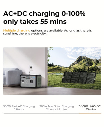OUKITEL P800 Portable Power Station - 512Wh Solar Generator with 800W AC Output, 1600W Surge, 0.9H Fast Charge, LiFePO4 Battery, USB-C PD 100W, European Plug - For Camping, Rv, Emergency Power Supply, Outdoor, Traveling, Fish