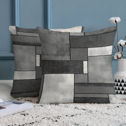 2pcs Modern Geometric Throw Pillow Covers, 45.72x45.72 cm, Dual-Sided Design, Soft Polyester, Zip Closure - Perfect for Living Room & Bedroom Decor (Inserts Not Included)