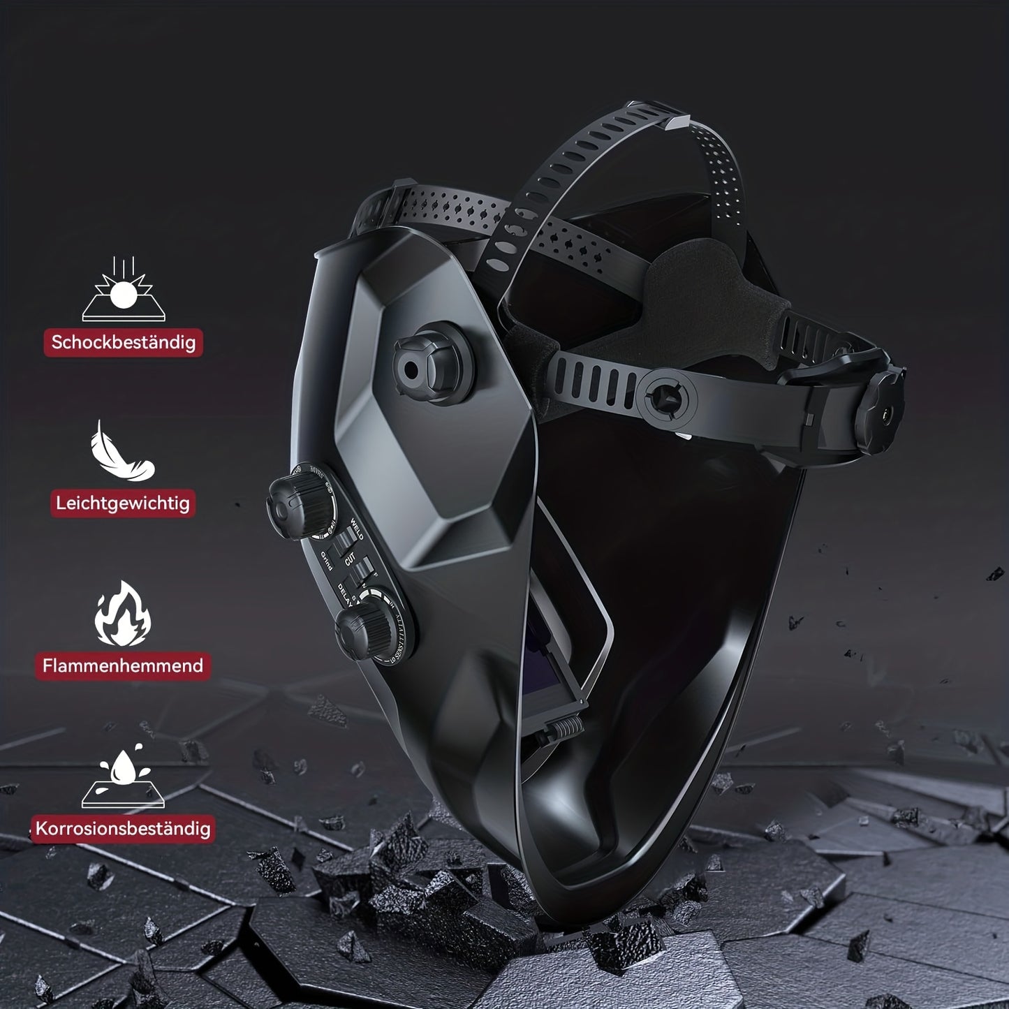 Máscara de soldadura com ecrã de visualização ampla, ARCCAPTAIN, com escurecimento automático True Color.