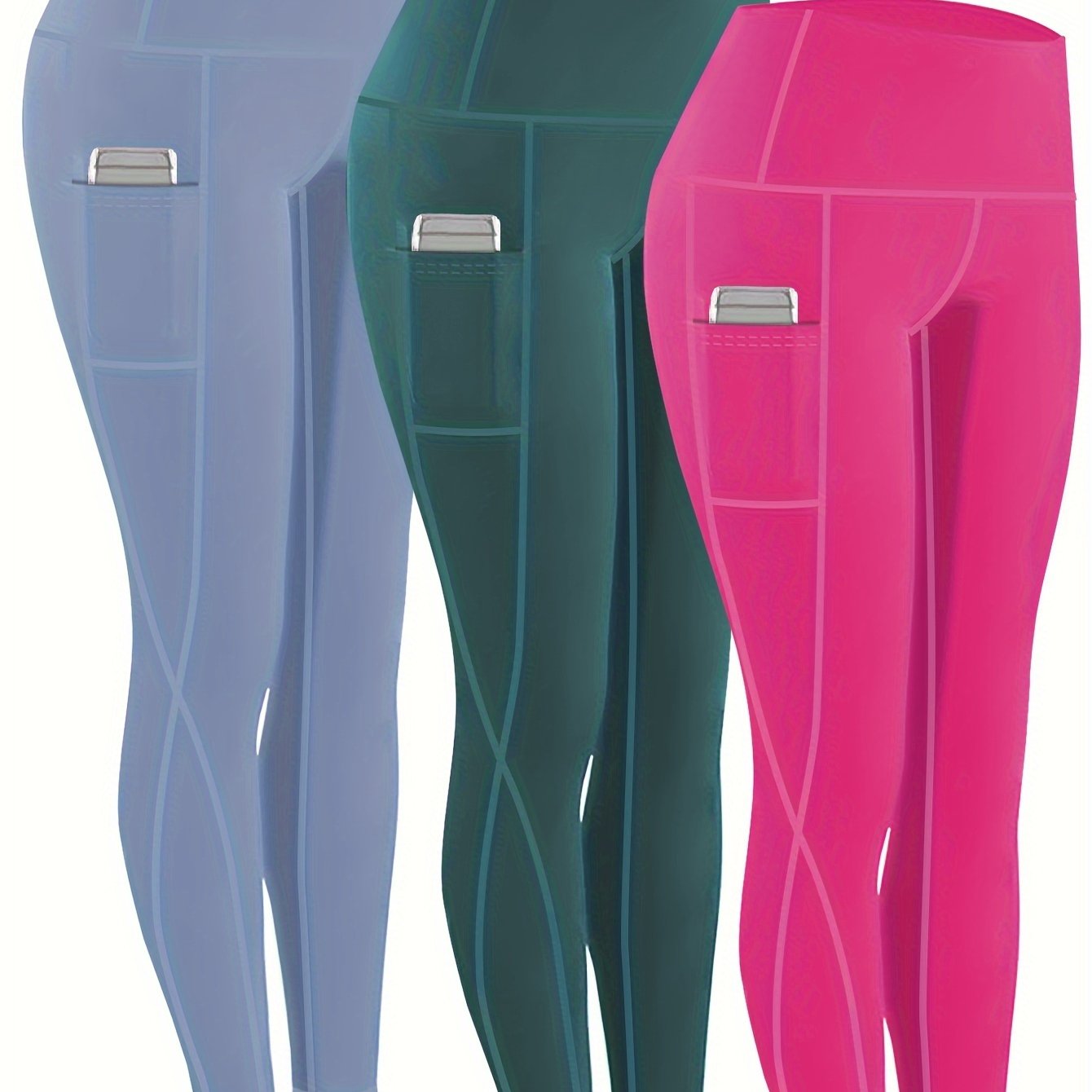 230g Women's Leggings Set of 3 High Waist Breathable with Pockets Compression Tights Multi-Color Suitable for All Seasons Daily Sports Fitness Yoga Shapewear