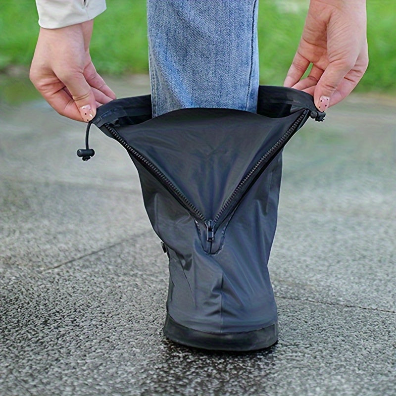 Adults & Students Universal Waterproof Anti-Slip Short Rain Boot Covers - White PVC Thickened Durable High Elasticity Zipper Design One-Touch On/Off, Outdoor Travel Rain Snow Dirt Reusable Hand Wash No Dry Clean Essential Stu
