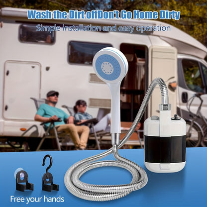 Portable Shower Camping Travel Shower, RV Travel Home Travel Garden Water Handheld Camp Shower Pump-Water Filtration System (4 to 5 Liter Water Flow Per Minute) RV Exterior Showers