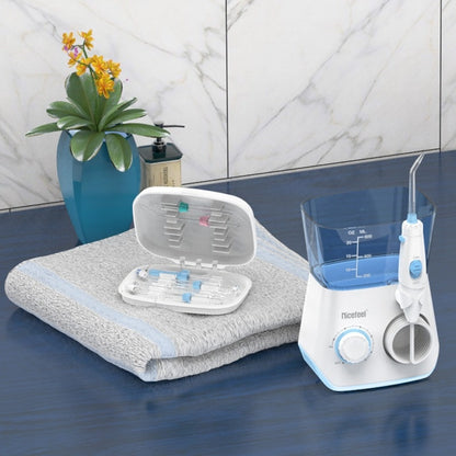 1pc Professional Electric Oral Irrigator with 10 Pressure Settings & 7 Interchangeable Tips - 600ml Water Flosser for Deep Cleaning Braces, Teeth, and Hard-to-Reach Areas - White & Blue Design for Home Use, Dental Irrigator
