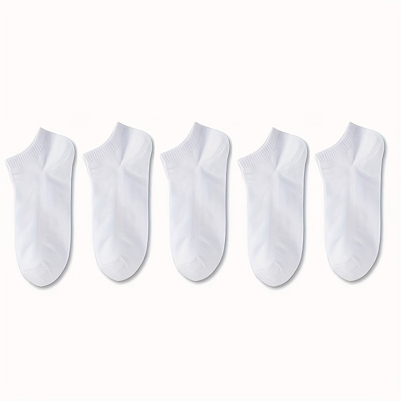 5 Pairs Ultra-Comfortable Low-Cut Ankle Socks - Breathable, Stretchy, and Durable for Sports & Casual Attire - Solid Black, Gray, and White, Sports Socks, Versatile Sock Options, Simple Sock Design, Breathable Fabric