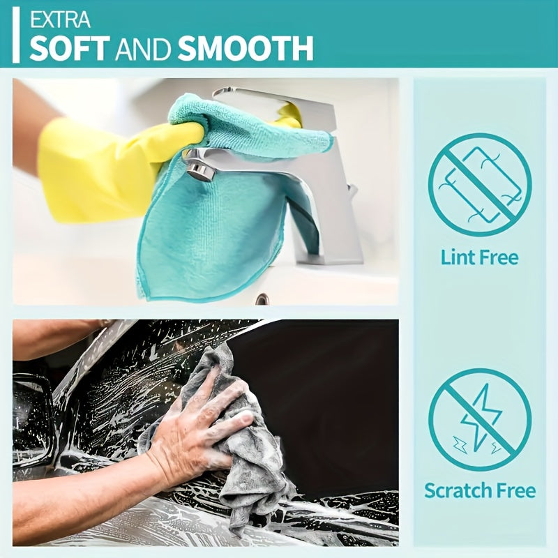 Microfiber Cleaning Cloth Pack - Multipurpose Towel for Home & Kitchen Use, Durable & Absorbent, Ideal for Living Room, Bedroom, Bathroom & Furniture, Effortlessly Removes Stains & Grease, Essential Cleaning Supplies