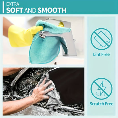 Microfiber Cleaning Cloth Pack - Multipurpose Towel for Home & Kitchen Use, Durable & Absorbent, Ideal for Living Room, Bedroom, Bathroom & Furniture, Effortlessly Removes Stains & Grease, Essential Cleaning Supplies