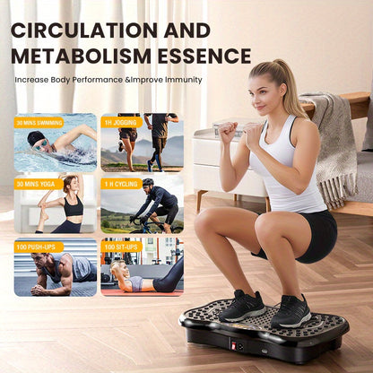 Vibration Plate Exercise Machine for Weight Loss - 10-Minute Full Body Workout with 3 Large Areas of Vibration, Portable Home Gym Fitness Equipment, No Battery Needed, Pink/Black, Weight Loss Exercise Machine, Sleek Exercise