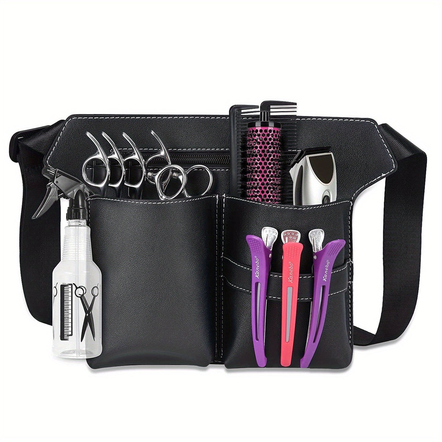 Professional Hairdresser Scissor Bag with Waist Belt - Durable PU Leather Storage Holster for Hair Salon Tools and Accessories