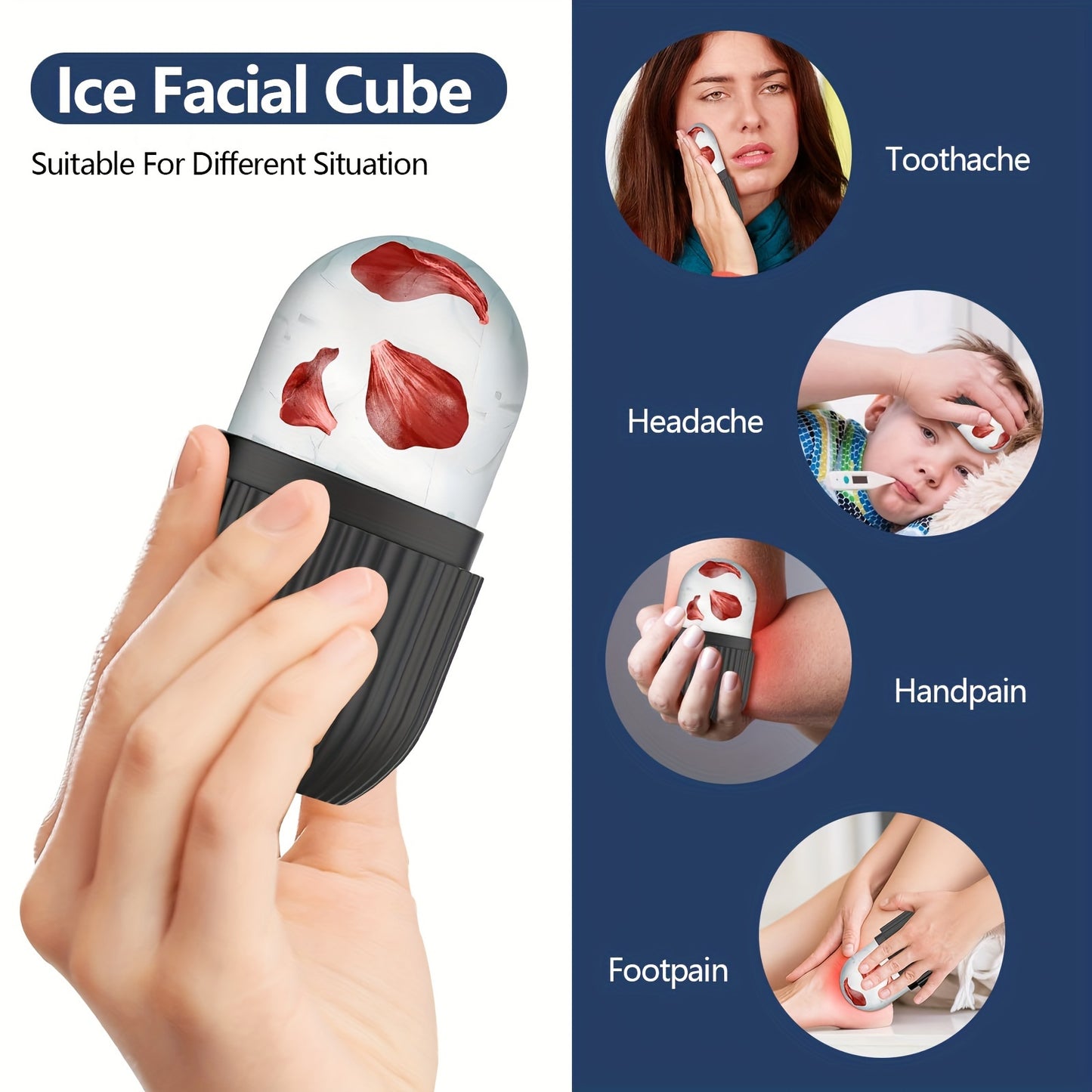 Silicone Ice Facial Roller: No Fragrance, Battery-Free, Suitable for Various Skin Conditions
