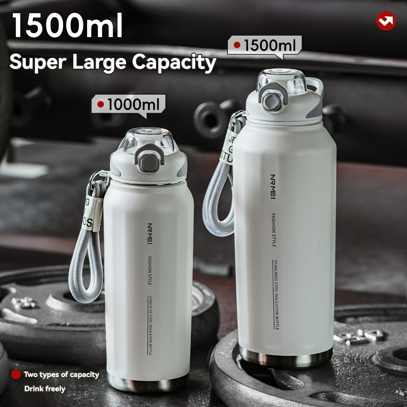 NIRMEI 316 Stainless Steel Insulated Sports Water Bottle with Straw - Leak-Proof, Dual-Use for Hot & Cold Beverages, Car Cup Holder Design, Matte Finish, Portable & Durable for Outdoor Activities, Festive Gift for Valentine'S