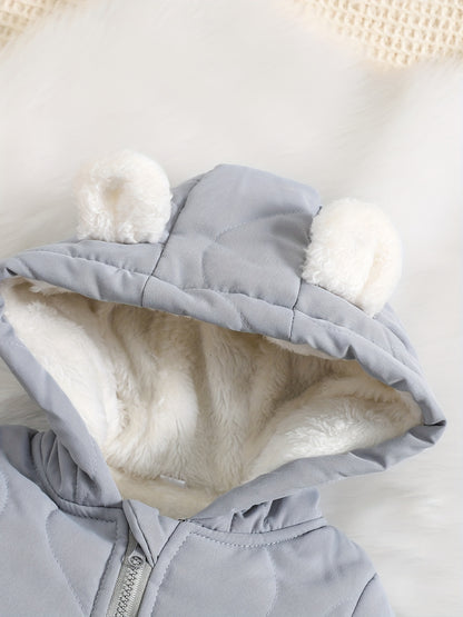 Infant Hooded Thick Romper Long Sleeve Zipper Thermal Jumpsuit, Babies & Kids Coat