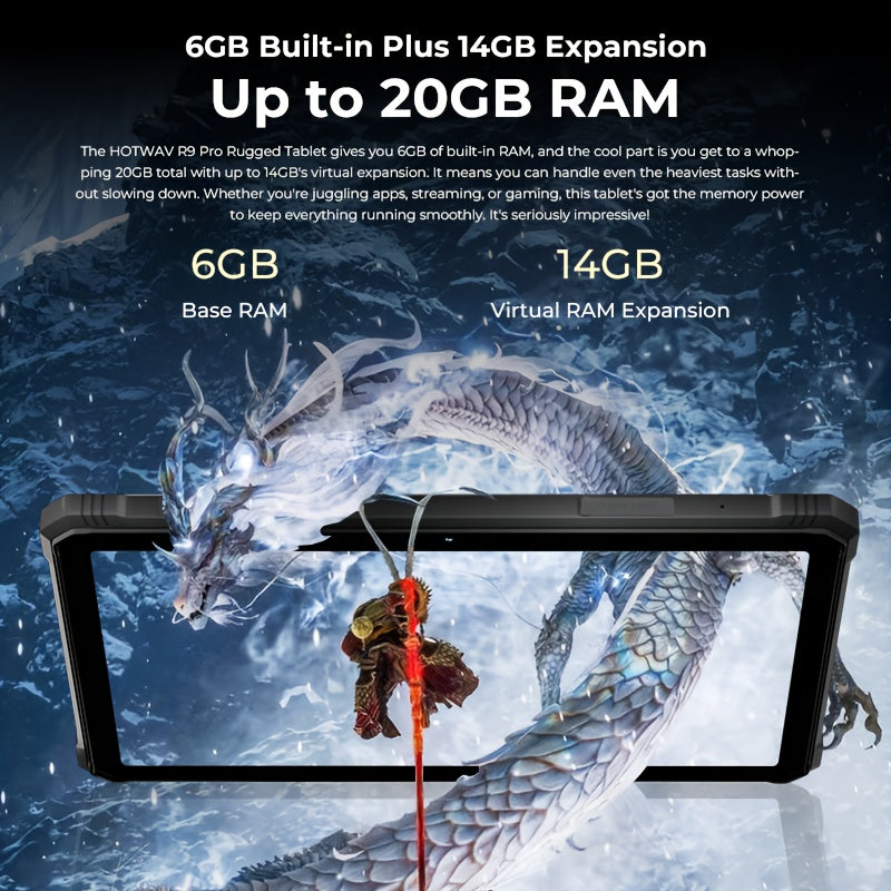 HOTWAV R9 Pro Rugged Tablet Android 14, 11 Inch HD+ Display 20080mAh Tablet, Octa-Core 20GB(14GB Expandable) RAM+256GB ROM+2TB Outdoor Tablet, 64MP+16MP Camera 4G Dual SIM/GPS, Rugged Tablet, Business Tablet, Premium Tablet,