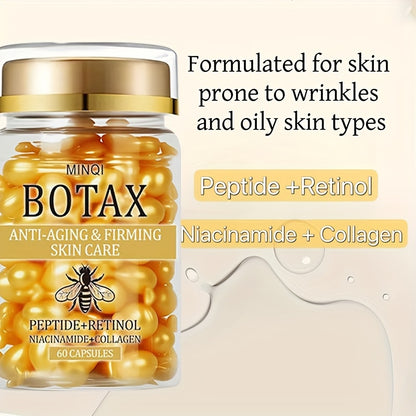 2-Pack of 120 BOTAX Firming Capsules, Skincare Product with Retinol, Collagen, Bee Venom, and Acetyl Cysteine, Enriched with Hyaluronic Acid for Light Beige Tightening, Suitable for All Light Beige Types, Lightweight Texture,