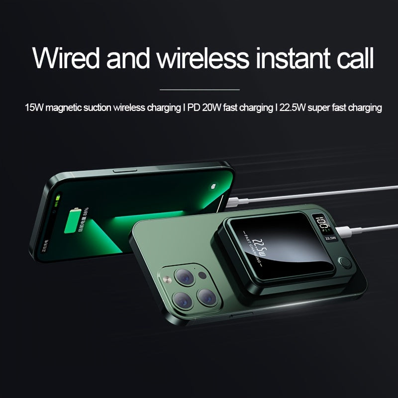 1pc KOILAGER 10000mAh Portable Power Bank with Ultrathin Magnetic Wireless Charging, 22.5W Super Fast Charge, PD20W Bi-directional Fast Charging, 15W Wireless Power, LED Display, Dual Power USB/Type-C for iPhone 16/15pro/14ma